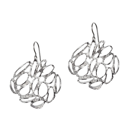 Banksia Medallion Earrings in Silver