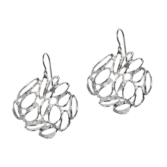Banksia Medallion Earrings in Silver
