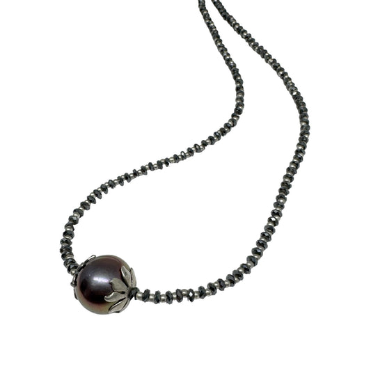 Tahitian Pearl and Black Diamond Beaded Necklace