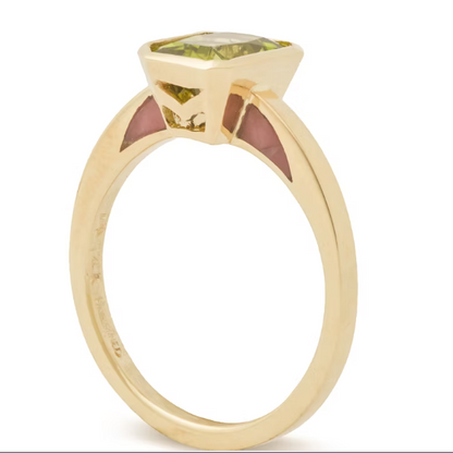 Windows Peridot Solitaire & Rhodonite Ring