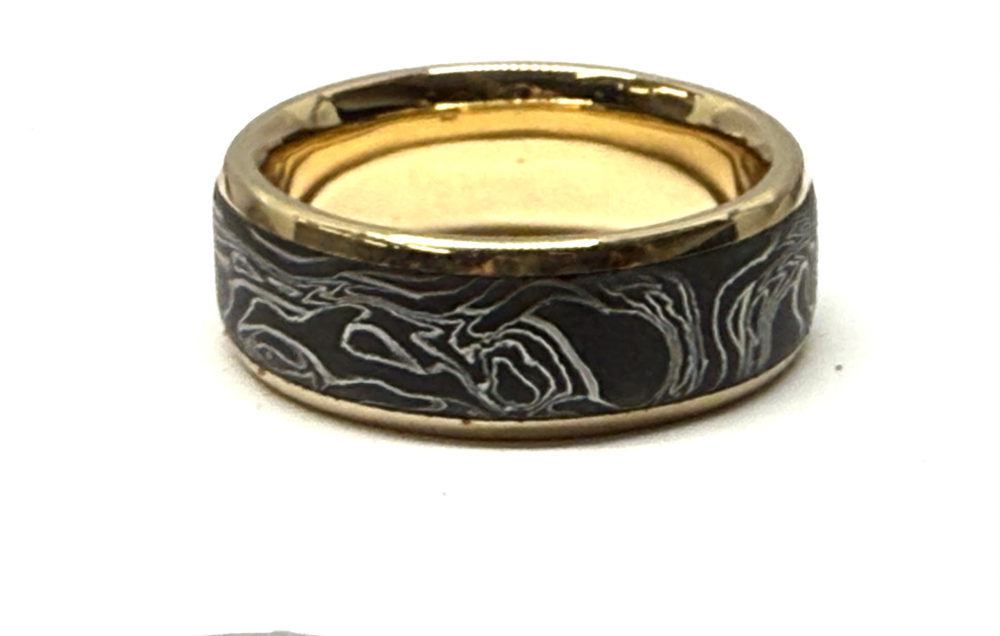 8mm "Seismic" 14k Yellow Gold Rails Low Dome Band