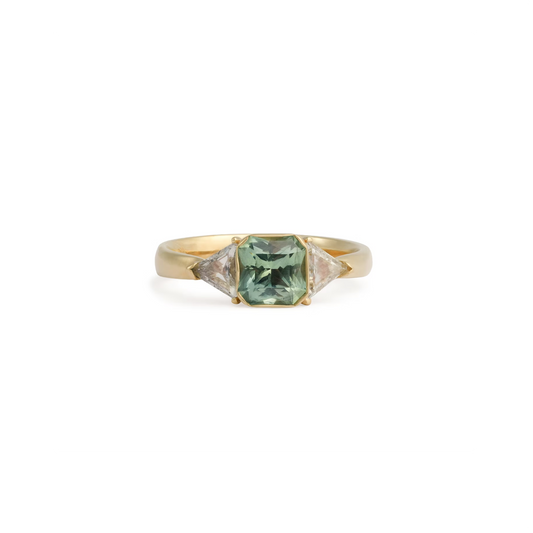 Sorrel 3-Stone Ring with a Montana Sapphire