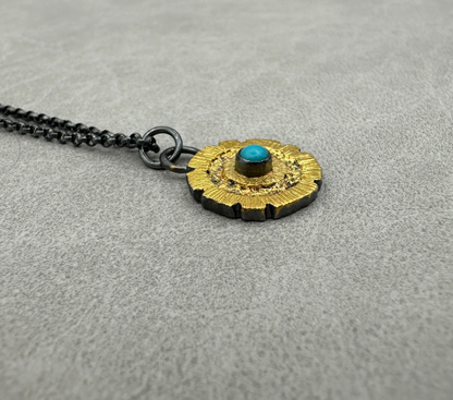 Redwood Slice Turquoise Pendant