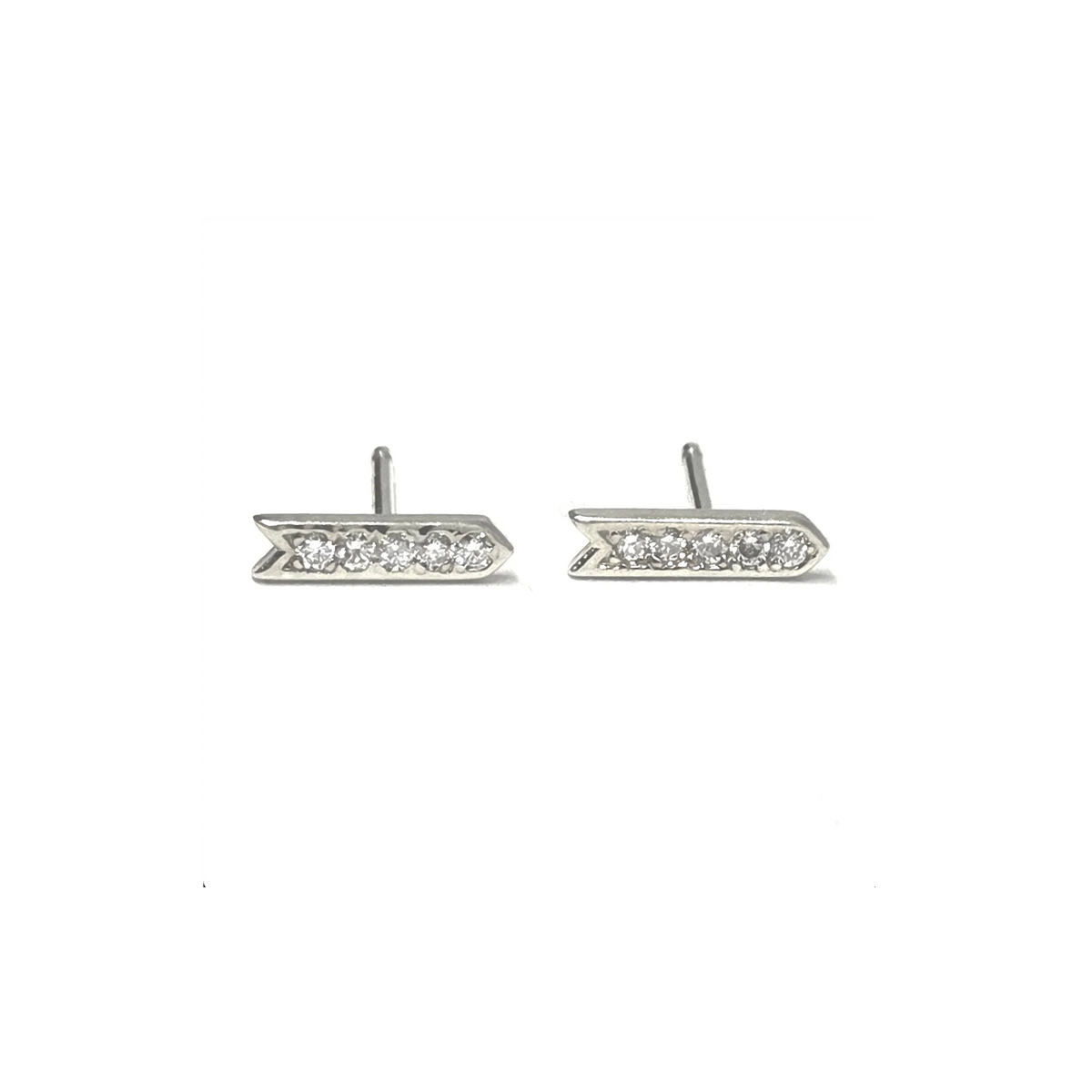Epaulette Gold Studs, White Diamonds