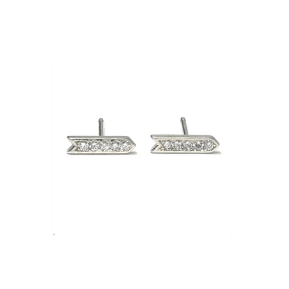 Epaulette Gold Studs, White Diamonds