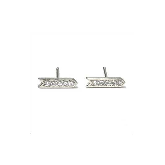 Epaulette Gold Studs, White Diamonds