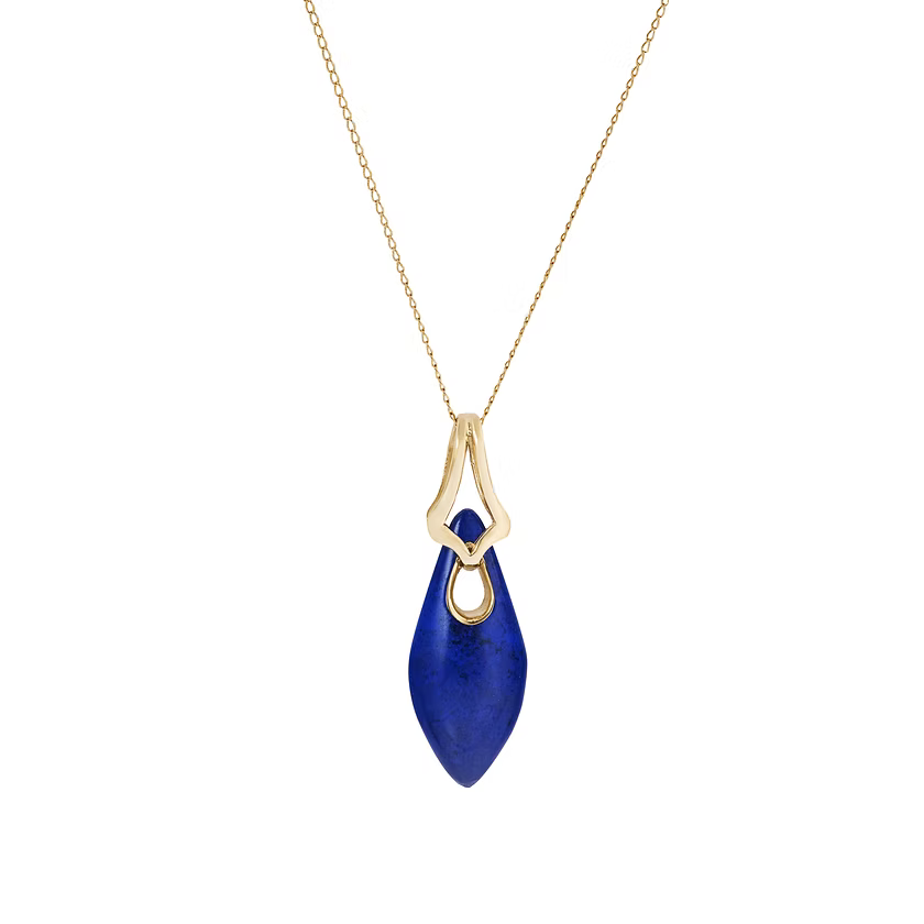 Lapis Tumbler Elongated Droplet Pendant