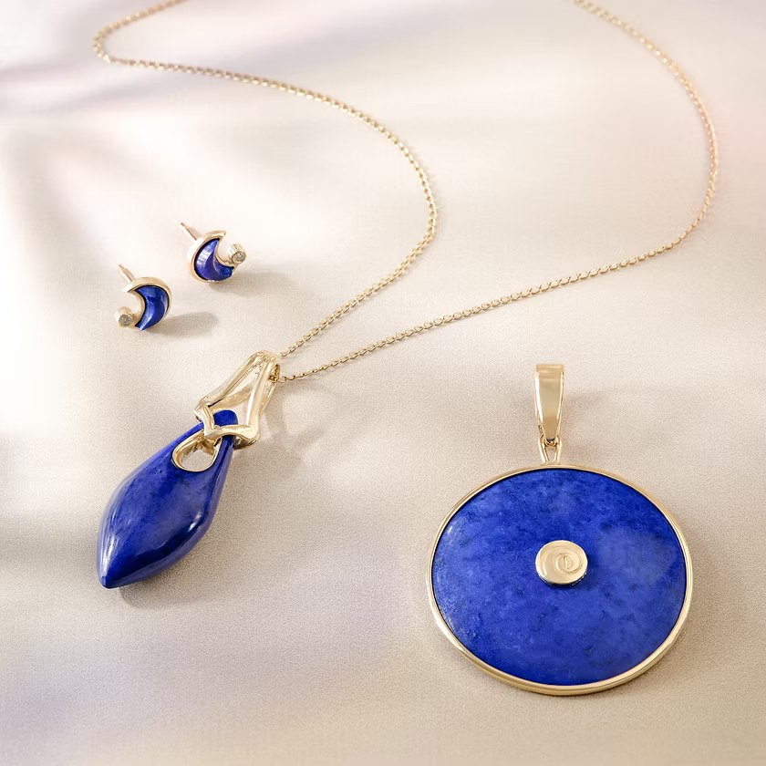 Lapis Tumbler Elongated Droplet Pendant