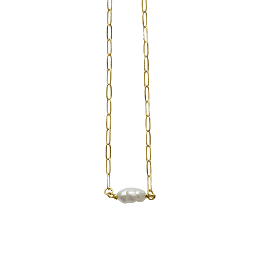 Baroque Pearl Paperclip Necklace