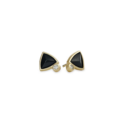 Trillion Black Jade Stud Earrings