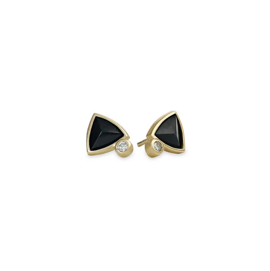 Trillion Black Jade Stud Earrings