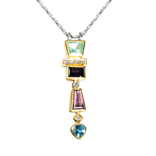 Spinel, Aquamarine and Diamond Totem Pendant