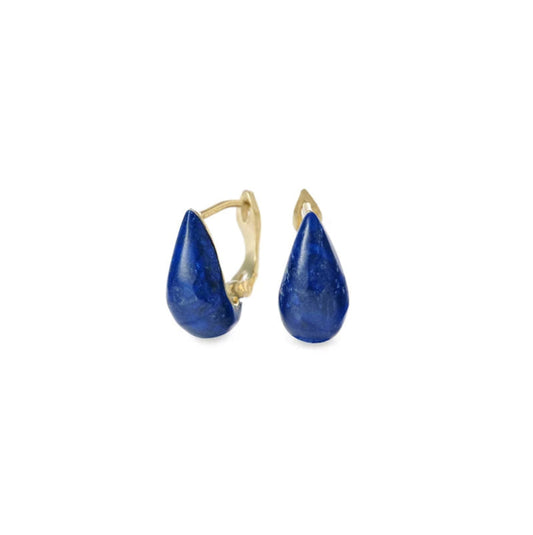 Mini Tumbler Lapis Huggie Earrings