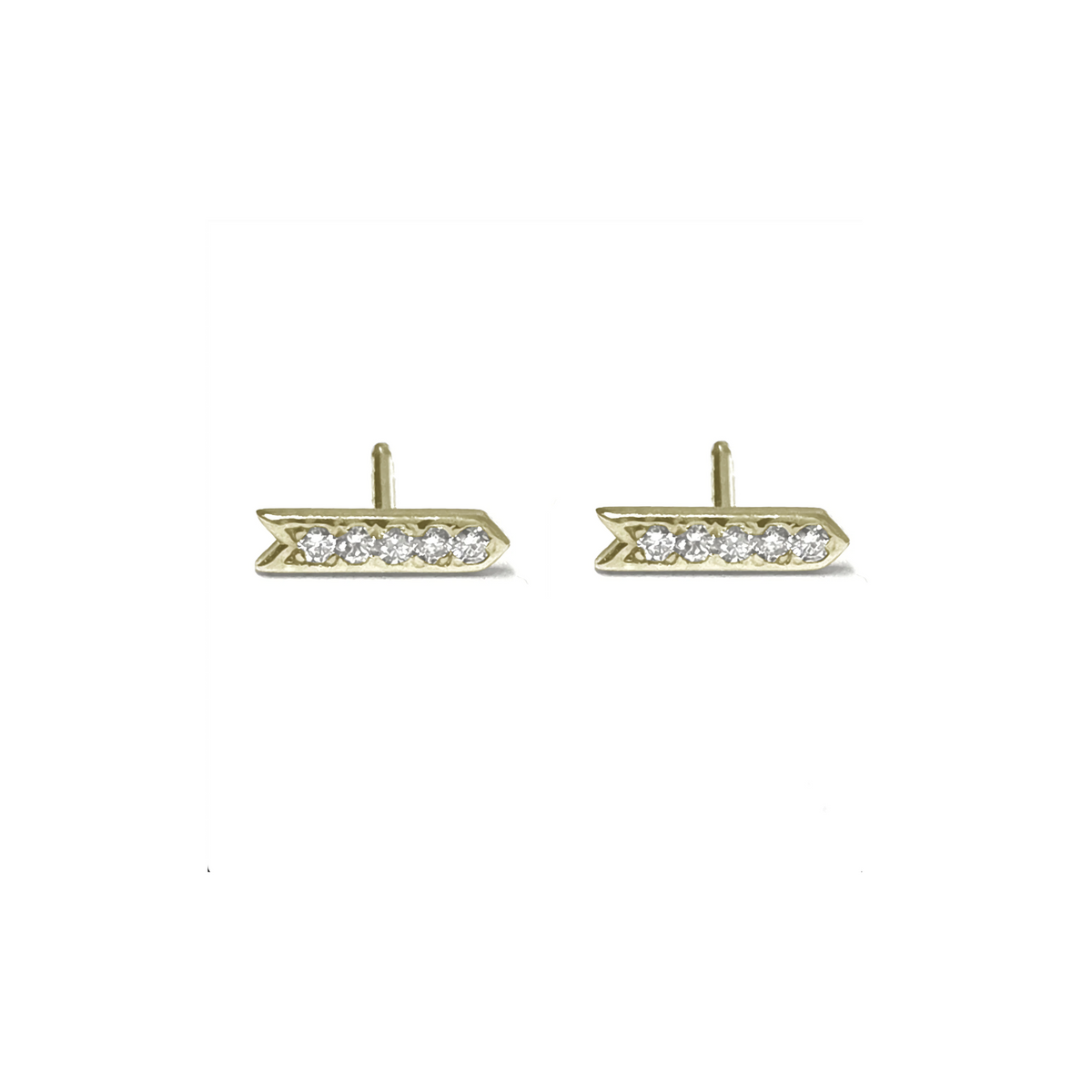 Epaulette Gold Studs, White Diamonds