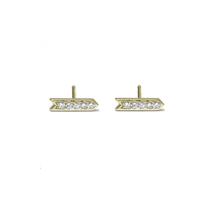 Epaulette Gold Studs, White Diamonds
